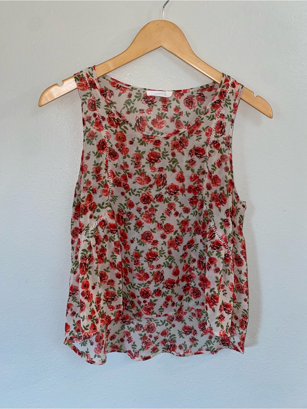 Lush Boho Sheer Flowy Tank Top Embroidered Summer Festival Size M
